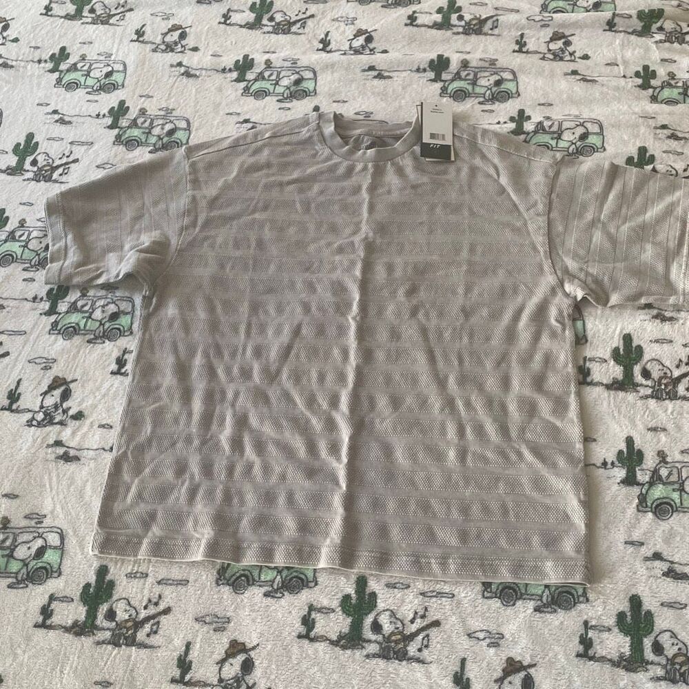 New Hollywood the Jean people grey striped relaxed fit mens t shirt size M